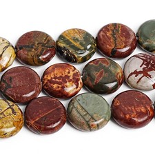 Natural Multicolor Picasso Jasper Stone Flat Round Beads AAA 8MM 10MM 12MM 14MM picture