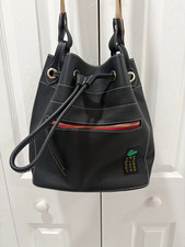 Dooney & Bourke Black Bucket Drawstring Bag Adjustable Strap Dust Bag Pockets picture