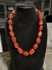 • Zoe B Designer 14K Gold Chunky Natural Carnelian Bead Statement Necklace 18 “ picture
