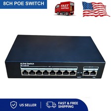 8CH 10Port POE Power Over Ethernet Switch Metal For IP Camera NVR System CCTV US picture