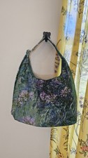 NWT Baggu MoMA Nylon Shoulder Bag in Agapanthus Claude Monet Green Purple Floral picture