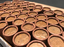 TIGHTLY CRIMPED ROLLS OF OLD WRAPPED WHEAT PENNIES picture