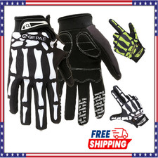 Biker Skeleton Bone Gloves Racing Cycling Motorcycle Mechanics Goth Full Finger picture