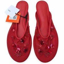 Siedres x Mango Womens Mesh Beaded Flats in Red EU38 UK5 US7 picture