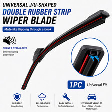 1PC 14in 350mm Universal J/U Hook Double Rubber Car Windshield Wiper Blade picture