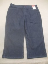 NWT Chic Classic Collection Size 14 Womens Blue Cotton Blend Pocket Capri 275 picture