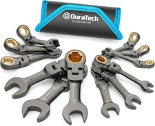 DURATECH 12-Piece Anti-Slip Flex-Head Ratcheting Wrench Set, Nickel Plated picture