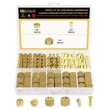 Brass Compression Fittings Kit 180 PCS 1/4 inch Sleeves Ferrules Inserts picture