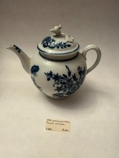 18th Century Dr Wall Worcester Blue & white Flowers & Butterfly Porcelain Teapot picture