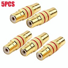 5Pcs Gold RCA Female to Female Coupler Adapter Connector for Audio Video picture