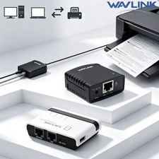 WAVLINK WIRED WIRELESS STANDALONE PRINTER SEVER MULTI‑PRINTER SUPPORT USB HUB picture