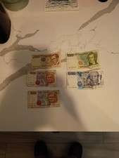 Vintage Italian Lire Banknotes Collection - Set of 5 (1000, 2000, 5000, 10000) picture