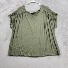 NEW Torrid Top Womens 1X Green Knit Slub V-Neck Cinched Yoke Dolman Tunic Tee picture