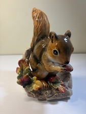 Vtg HOMCO 1982 Masterpiece Porcelain Squirrel Acorn Woodland Cabin/Lodge Decor picture