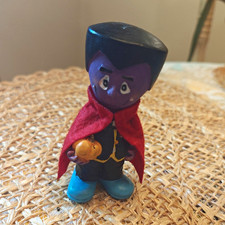Vintage Purple Vampire Bubble Head Halloween Figurine Dracula Red Felt Cape 4