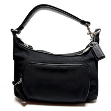 Vintage COACH Mercer Black Nylon w/Leather Hobo Small Pouch Bag Purse H1K-7429 picture