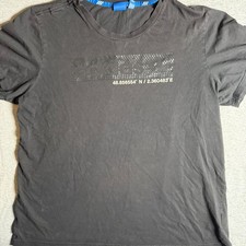 Adidas Vintage T Shirt Black coordinates Logo Blue tag Trim Men’s XL Retro picture