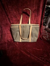 Coach Signature C Canvas Vachetta Leather Tote Bag F77014 Brown picture