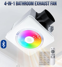 4-in-1 Bathroom Exhaust Fan with Bluetooth Speaker 1800W Dual Heater 160 CFM RGB picture