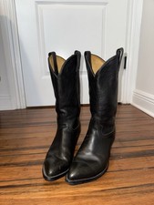 Tony Lama Black Western Cowboy Boots Men’s US 9 Pull-On Leather MPN 4482 picture