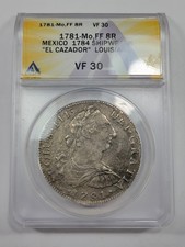 1781 Mo Mexico Silver 8 Reales EL CAZADOR SHIPWRECK ANACS VF30 Certified *V80 picture