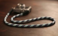 Windmup Blue Pattern Rope Camera Strap – Handmade Climbing Rope & Black Leather picture