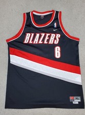 VTG NIKE TEAM MEN SIZE XL PORTLAND TRAILBLAZERS #6 BONZI WELLS STITCHED JERSEY  picture
