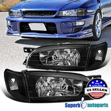 Fits 1995-2001 Subaru Impreza Black Headlights+Corner Turn Signal Lamps picture