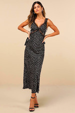 NWT Lulu’s Darling Reputation Black Polka Dot Lace Sleeveless Midi Dress Small picture