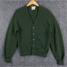 VTG 60s Sportswear Alpaca Wool Cardigan Sweater Green Grunge Cobain Fuzzy Rare picture