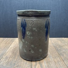 Vintage 1890’s J.M Nickerson Stoneware Jug Strasburg Virginia Salt Glazed Blue  picture