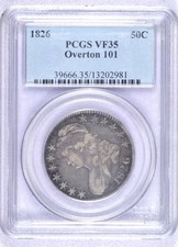1826 CAPPED BUST HALF DOLLAR PCGS VF35 O-101 R2 PLEASING ORIGINAL picture