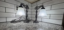 Wrought Iron Table Lamps with Bell Shade Set of 2 Antique Bronze picture