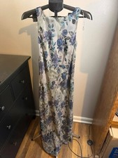 All That Jazz Floral Maxi Dress Size 5/6 Blue Gray Sleeveless Formal Dress picture