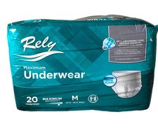 Rely Unisex Adult Underwear, Maximum Absorbency, Size Medium, Pack of 20 picture