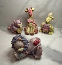 Enesco Cute As A Button Mary Rhyner Patchwork ❤️Beaver Giraffe Kangaroo Lion Lot picture