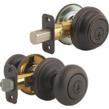 (4sets)-Kwikset Signature Series Juno Venetian Bronze Deadbolt & Door Knob Combo picture