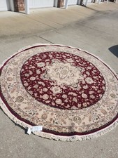 8x8 round Oriental rug hand knotted original $12,000 tag and number attached  picture