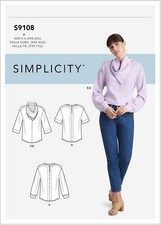 Simplicity Sewing Pattern S9108 R10495 Tops Sleeve Variations Neck Scarf XXS-XXL picture