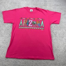 Vintage Arizona Shirt Mens Large Pink Lee 90s Southwest Cactus Dessert USA Made picture
