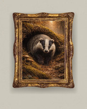 Badger Woodland Print, British Wildlife Wall Art, Autumn Forest Animal Poster picture