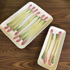 Set Of Majolica Olfaire Asparagus Serving Platters Vintage Portugal Serveware picture