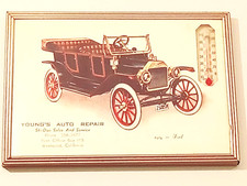 Vtg 1973 Advertising Thermometer Full Intact Calendar Young's Auto Repair CA picture