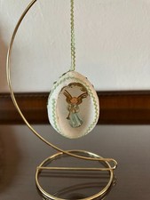 Vintage Styrofoam Diorama Santa Rick Rack Angel Christmas Egg Ornament Handmade picture