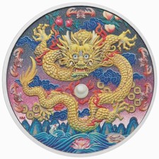 Tuvalu 2025 GOLDEN DRAGON Imperial Legends $3 3 Oz Silver Proof Perth Piedfort picture