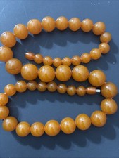 Vintage Plastic necklace acrylic Orange Yellow Beaded  Pumpkin Fall￼26”￼ picture
