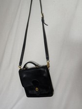 Vintage Coach Station Bag 5130 Black Leather Brass Crossbody USA B92 picture