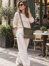 Massimo Palomba Leather Intrecciato Shoulder Bag Italy Japan Green picture