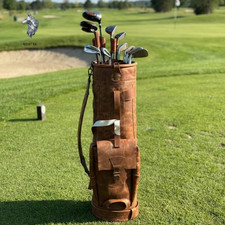 Premium Handcrafted Genuine Leather Golf Bag – Vintage Style Luxury Carry Bag picture