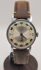 Vintage Pobeda Soviet USSR Mechanical Watch Mens SubSecond Sunburst Dial Leather picture